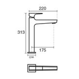 شیر روشویی اراتو پایه بلند کروم