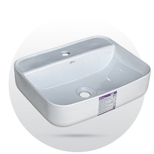 کاسه روشویی مستطیل G.S.F شیرخور سفید