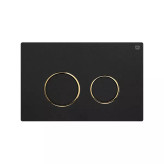 کلید فلاش تانک گرد ایران مشکی با رینگ طلایی