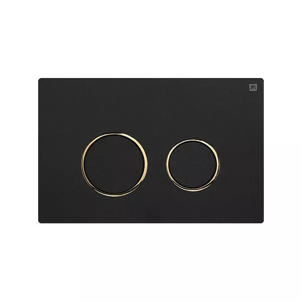 کلید فلاش تانک گرد ایران مشکی با رینگ طلایی