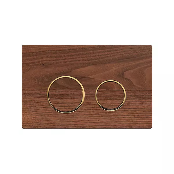 کلید فلاش تانک گرد روکش طبیعی گردو رینگ طلایی