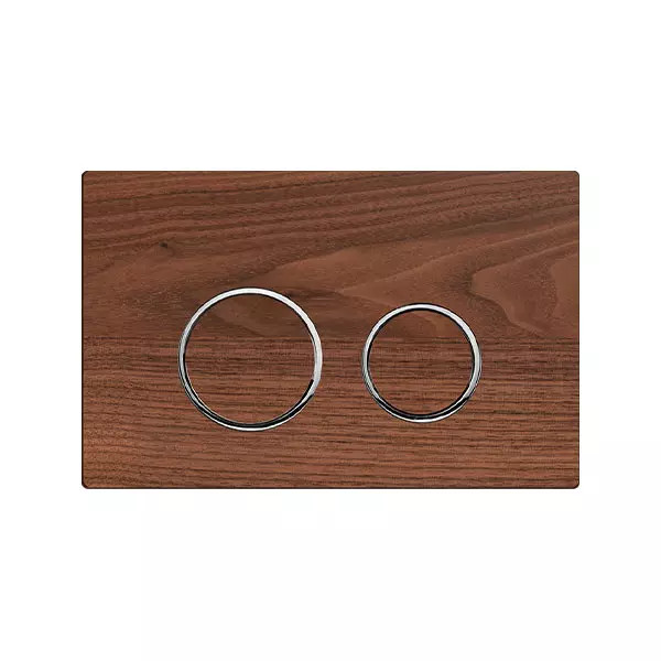 کلید فلاش تانک گرد روکش طبیعی گردو رینگ نقره ای