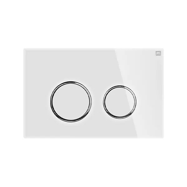 کلید فلاش تانک گرد سفید یخچالی رینگ کروم