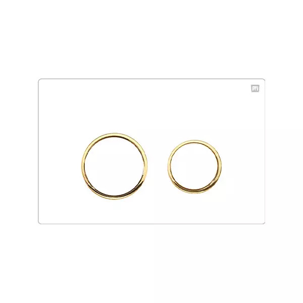 کلید فلاش تانک گرد سفید یخچالی با رینگطلایی