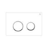 کلید فلاش تانک گرد سفید یخچالی با رینگ کروم