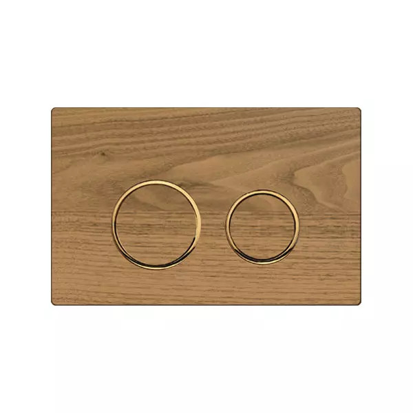 کلید فلاش تانک گرد ایران روکش طبیعی چوب بلوط با رینگ طلایی