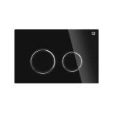 کلید فلاش تانک گرد مشکی با رینگ طلایی