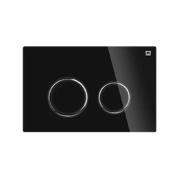 کلید فلاش تانک گرد مشکی با رینگ طلایی