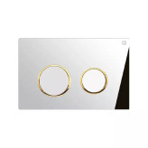 کلید فلاش تانک گرد کروم با رینگ طلایی