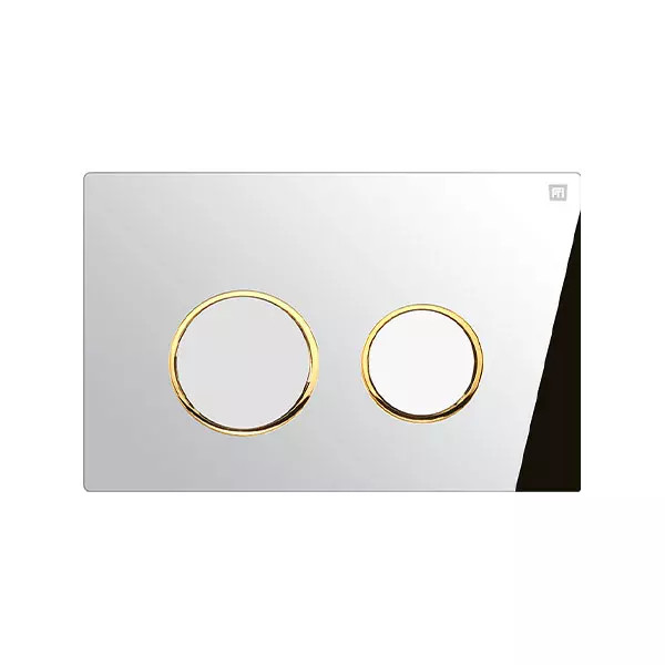 کلید فلاش تانک گرد کروم با رینگ طلایی