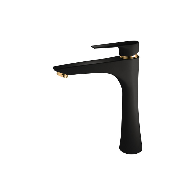 شیر روشویی پایه بلند کارن مشکی طلایی